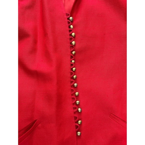Vintage Harve Benard Red Linen Blazer Button Front Career Jacket Size 8 - Picture 12 of 12